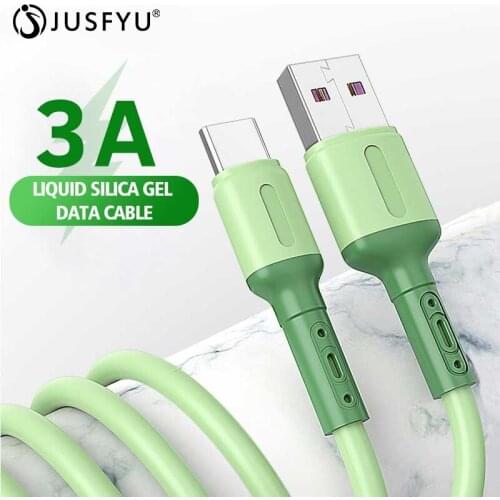 3A Liquid Soft Silicone Cable Micro USB Type C Cable Charger Date Cord for iphone Android Phone Tablet USB C Fast Charge Mobile