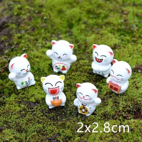 1Pc/6Pcs Lucky Cat DIY Mini Miniature Fairy Home Garden Dollhouse Decoration Micro Landscape Gift