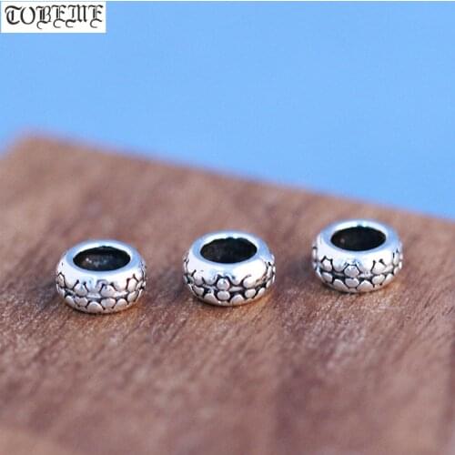 100% 925 silver spacers Thai silver jewelry beads Large Hole diy jewelry spacers jewelry findings loose beads