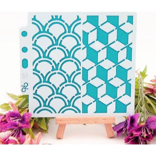 14.1*13 rectangular grid stencils spray plastic mold shield DIY cake hollow Embellishment printing lace ruler Cover template