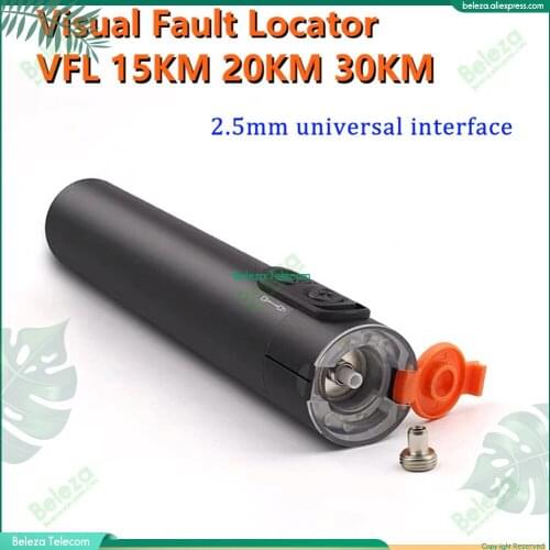 2020 lithium battery OEM FTTH Visual Fault Locator VFL 15KM 20KM 30KM rechargeable laser source VFL