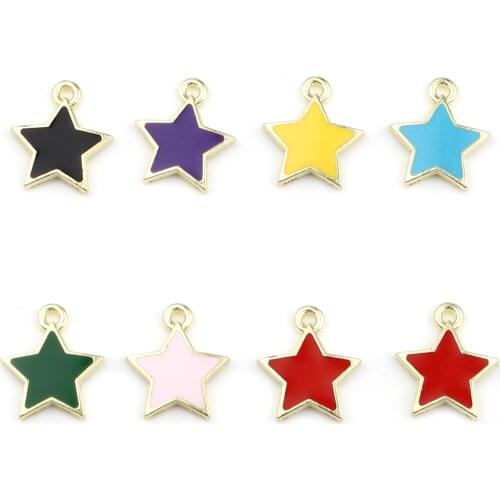 Fashion Galaxy Charms Star Gold Color Metal Multicolor Enamel Pendants DIY Making Bracelets Earrings Jewelry 14mm x 12mm,30PCs