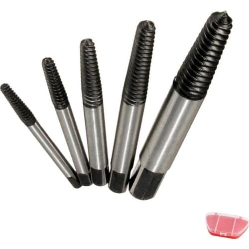 5Pcs/Set Screw Extractor Drill Bits 1/8''-3/4'' Broken Damaged Screw Nut Bolt Guide Screw Easy Out Removal Tool Kit