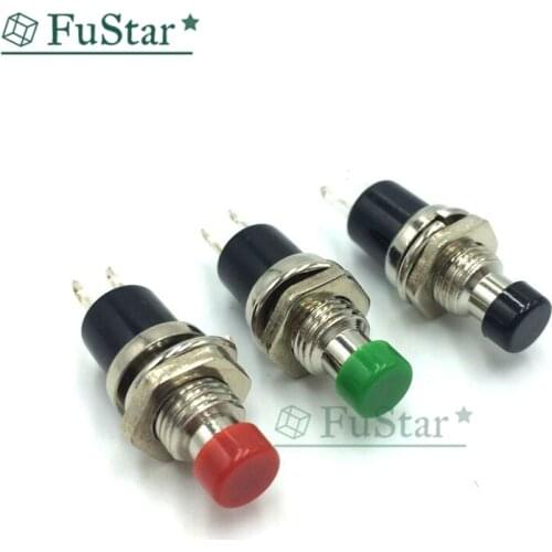 5pcs PBS-110 7mm Thread Multicolor 2 Pins Momentary Mini Lockless Momentary Push Button Switch on off No lock Red Black Green