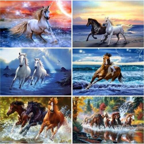 EverShine Diamond Mosaic Animal Cross Stitch Diamond Embroidery Full Square Drill Horse Wall Art Handmade Hobby Gift Home Decor