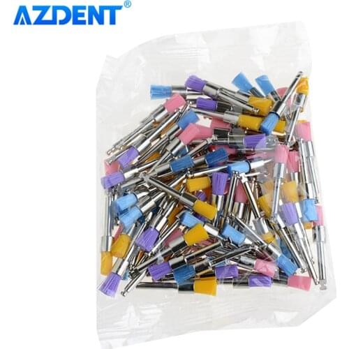 100pcs/1Box Dental Colorful Nylon Bowl Polisher Flat Type for Polishing and Stain Removal Single Use Prophy Brushes