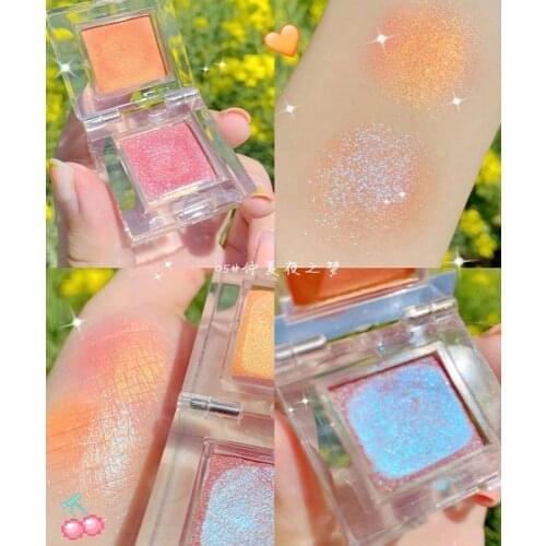 Glitter Shimmer Highlighter Holographic Makeup Shiny Bronzer Highlight Palette Face Blusher Cosmetic Illuminator Cheek Blush