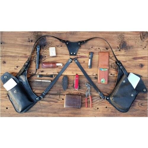 Men Women Medieval Leather Shoulder Bag Steampunk Vintage Phone Case Wallet Double Pocket Holster Viking Pirate Costume Purse