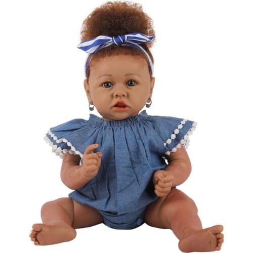 Black Dark Skin African Baby Doll 58cm 23inch Reborn Baby Dolls Full Silicone Body ealistic Handmade Newborn Reborn Babies Girls