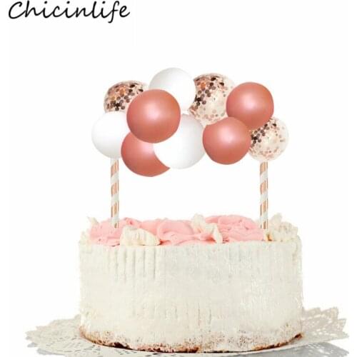 Chicinlife 5inch balloon cake topper with Paper Straw Baby Shower Birthday wedding Party Supplies cake decoration Bridal shower