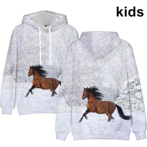3 To 14 Years 3D Equus Caballus Clothing Children Kids Boys Girls Harajuku Hoodies Sweatshirt Outerwear Child Hoodie Jacket