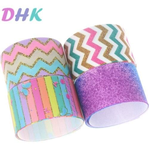 DHK 1.5'' 5yards chevron colors Printed Grosgrain Ribbon Accessory Hairbow Headwear Decoration DIY Wholesale 38mm E1762