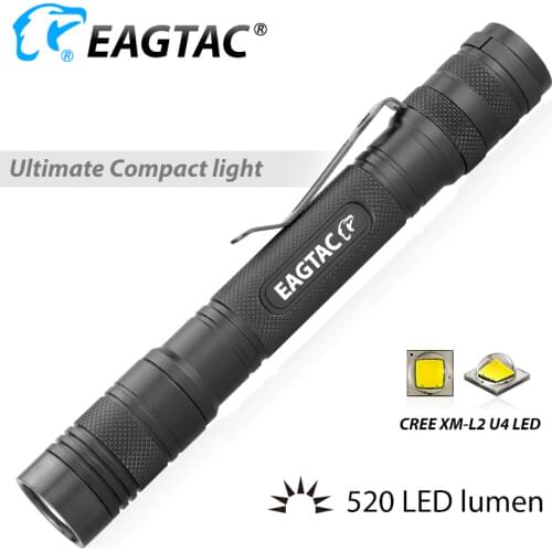 EAGTAC D25A2 XM-L2 520 Lumen XPL HI Nichia 219 2xAA 2AA Battery LED Flashlight EDC Mini Torch 4 Modes