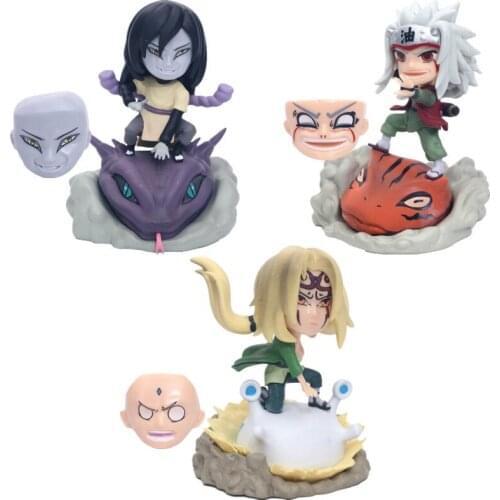 Naruto Q Version Anime Figure PVC Action Figures Orochimaru Tsunade Jiraiya with Gama Bunta Model Collection Toys Gift