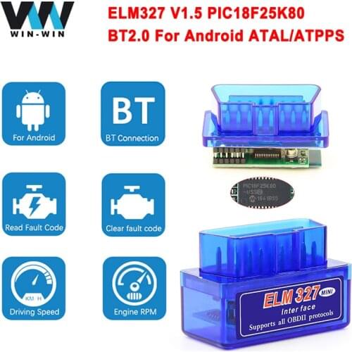 Mini ELM327 V1.5 PIC18F25K80 ELM 327 V 1 5 obd2 Scanner Wireless Adapter OBD 2 OBD2 Car Diagnostic Auto Tool ODB2 Code Reader