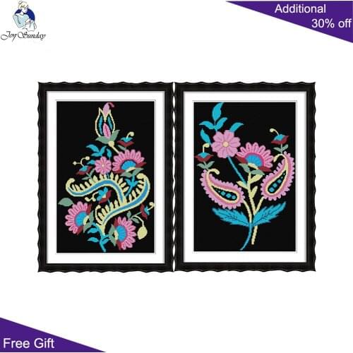 Joy Sunday National Design Z525 Z526 Counted and Stamped Home Decor Chinese Ethnic Minorities Flowers Cross Stitch kits