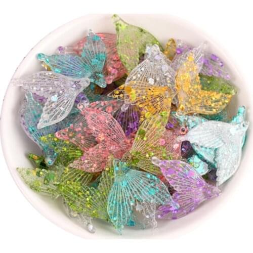 Julie Wang 10pcs Assorted Resin Mermaid Fish Tail Charms Embellishment Cabochon Sequined Flatback Whale Tails Nautical Deco DIY
