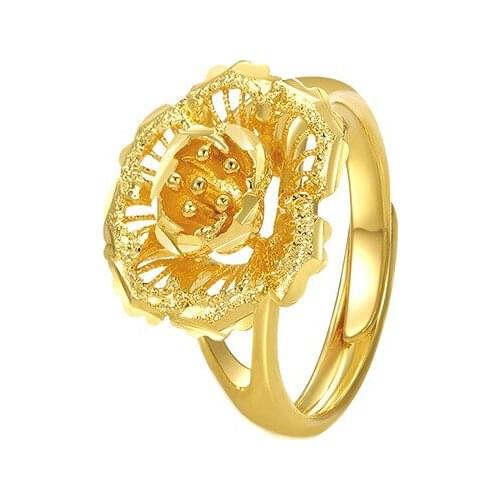 Gold Color Rings for Women Fashion Lady Flower Ring Female Fashion Jewelry Opening Adjustable Rings for Engagement anillos bague