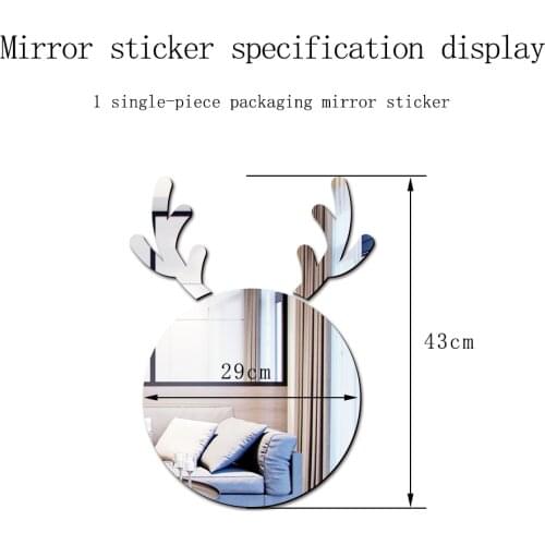 JM503 elk Davids deer unicorn 1MM round mirror decorative mirror acrylic wall sticker room decoration waterproof self-adhesive