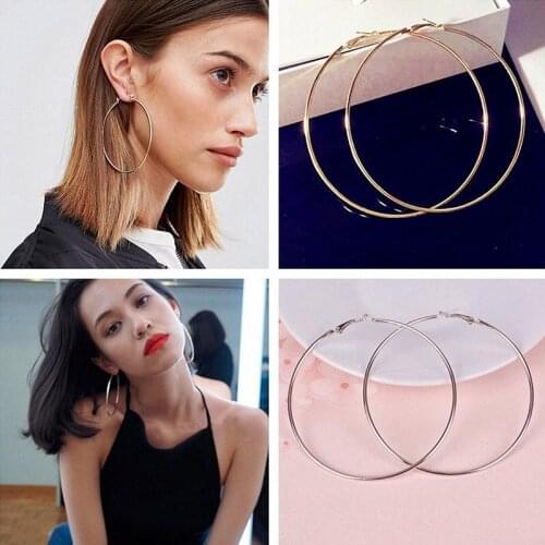 Exaggerate Big Smooth Circle Hoop Earrings Brincos Simple Party Large Round Loop Earrings for Women Jewelry hooping ear cuff