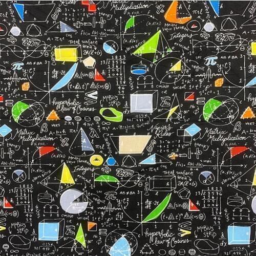 Cool Digital Printing Black mathematical formula pattern 100% Cotton Fabric Sewing Material Children Fabric Diy Shirt Clothing