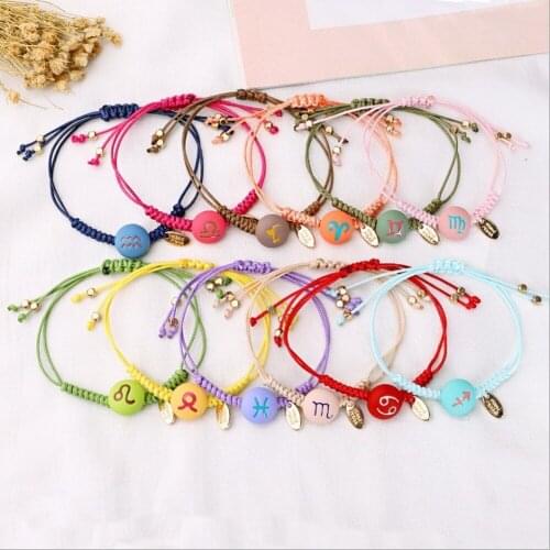 2020 Hot 12 Constellation Hand-Woven Color Bracelet Simple Fashion Small Fresh Ceramic Beads Wax Thread Bracelets