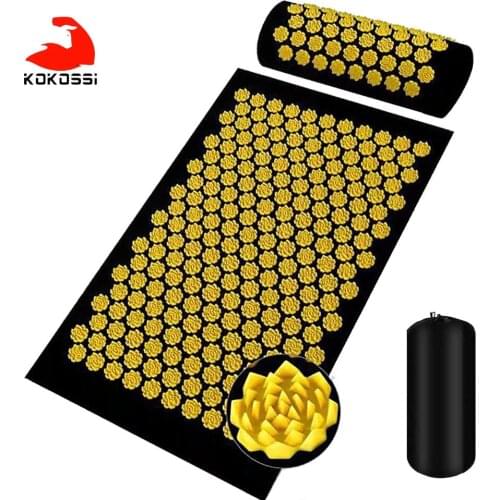 KoKossi Massager Cushion Massage Yoga Mat Acupressure Relieve Stress Back Body Pain Spike Mat Acupuncture Yoga Mat With Pillow