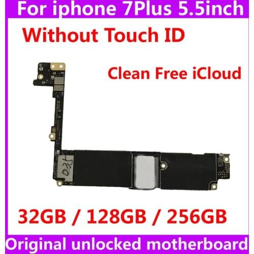 Without touch ID motherboard for iphone 7 Plus 7Plus 32GB 128GB 256GB factory unlocked IOS system logic board Original mainboard