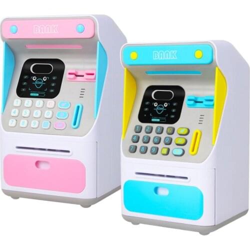 Mini ATM Money Bank with Electronic Lock Face Recognition Auto Scroll Paper Money & Coin For Kids Teens Boys Girls