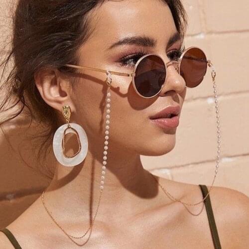 Fashion Eyeglasses Chain Imitation Pearl Beaded Trendy Women Outside Casual Sunglasses Accessory Necklace Gift Mask Hanging Rope