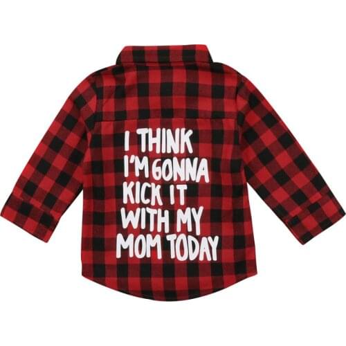 Fashion Toddler Kid Baby Boy Girl lattice Printed Plaid Tops Long Sleeve shirt Clothes