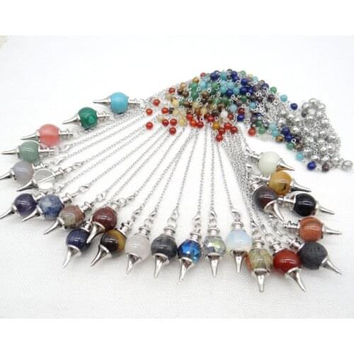 Natural Gem Stone Quartz Crystal tiger eye 7 Chakra Reiki Healing Pendule Pendant Pendulums for Dowsing Divination Men Women