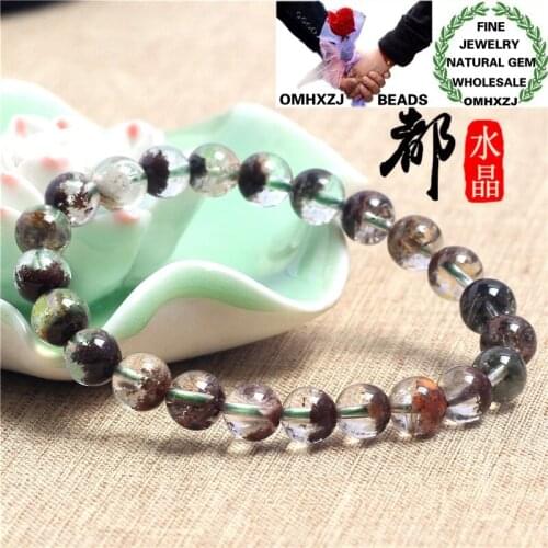 OMHXZJ Wholesale ZB373 891011 12mm European Fashion Birthday Party Wedding Gift Natural Stone Fine Chorite Round Beads Bracelets