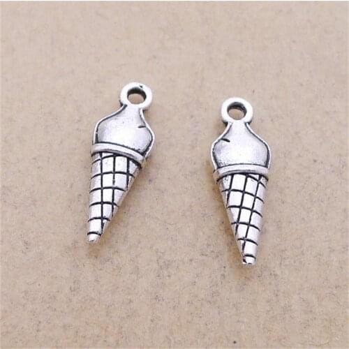 BULK 30 Zinc Alloy Ice Cream Charms Antique Silver Plated Handmade Jewelry Making 7*23mm 1.3g