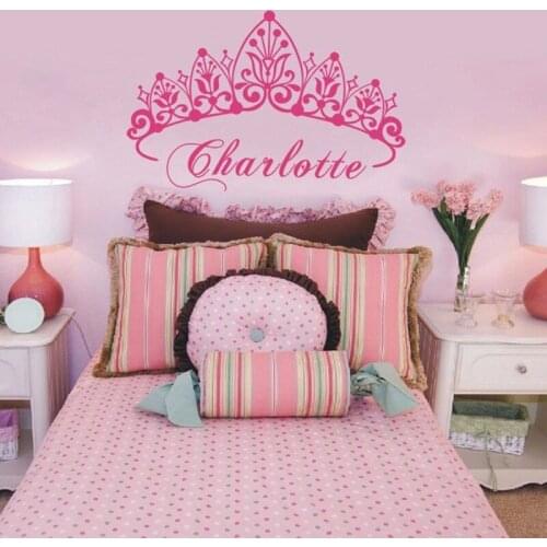 Personalized Name Wall Decal Baby Girl Name Custom Crown Wall Sticker Princess Wall Decor Nursery Bedroom Decorative Decal C657