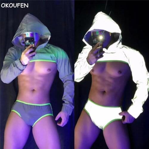 Bar Male Singer Sexy Reflective Hip-hop Jacket Nightclub DS gogo clothing Party DJ Stage show performance coat