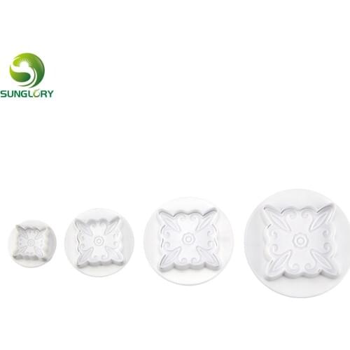 4PCS/Lot Plastic Flower Plunger Cutter Cookie Mold Sugarcraft Cookie Cutter Stamp Biscuit Decoration Mold Baking Tools For Cakes