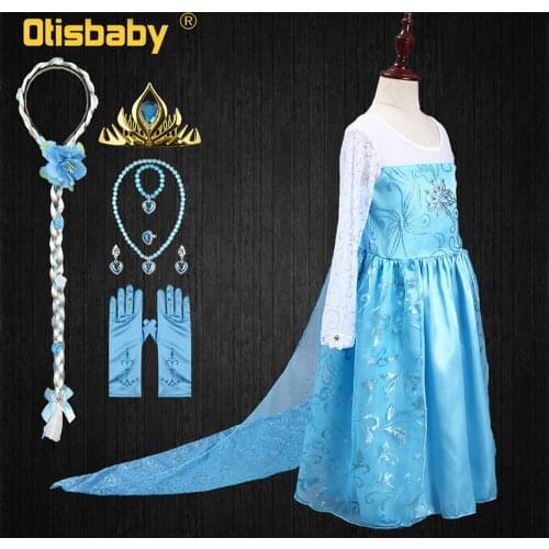 Fancy Fairy Girls Long Sleeve Elsa Anna Dress Up Snow Queen Costumes for Halloween Carnival Party Toddler Girls Summer Clothing