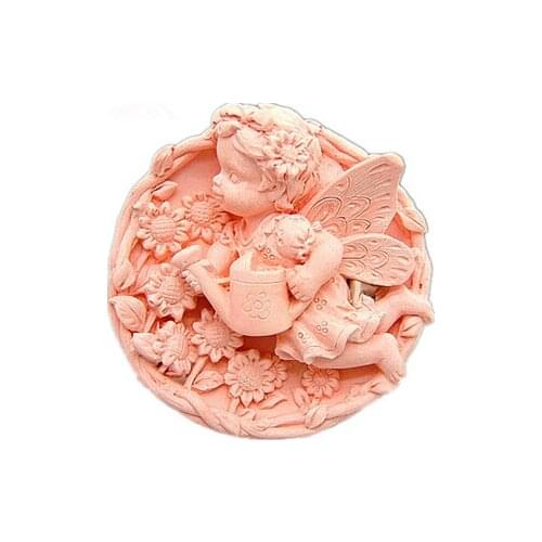 Polymer Clay/Cold Porcelain Clay/Plaster Mold- Fairy Girl Angel Watering Sunflower Silicone Soap Molds Silica gel Soap Molds