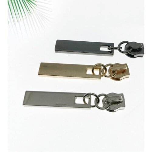 20 pieces 8.9*36.8mm Direct sales 5# long square laser zipper pull metal material clothing luggage shoes boots zipper sliders