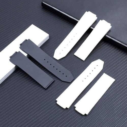 Black blue white Watchband for Hublot strap soft nature rubber silicone watch band 25*17mm butterfly buckle tools