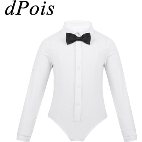 Latin Dance Shirt Bodysuit Top For Dancing Kids Boys Leotard Modern Ballroom Stage Dance Dress Teens Boy Ballet Costume Clothes