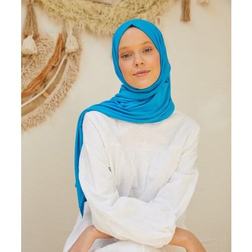 Salland Combed Cotton Turquoise Color Shawl Comfortable Stylish Product Fashion and Breathable Comfortable Fabric Quality Robust Original Fireproof Does Not Iron Easy to Use Shawl Combed Cotton 4 Seasons Shawl-2