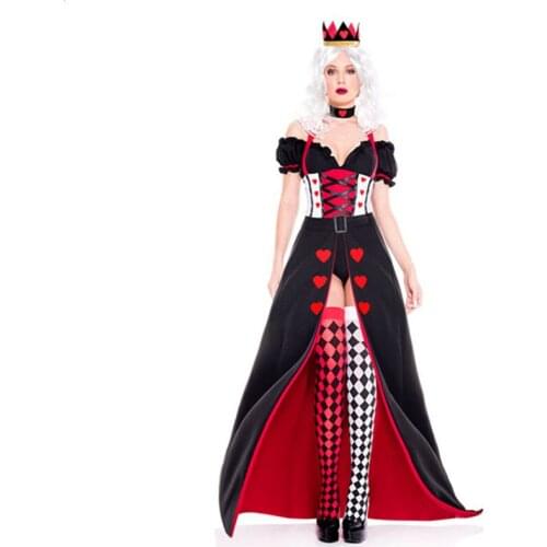 Sexy Poker Heart Queen Costume Halloween Carnival Cosplay European Retro Palace Queen Fancy Dress