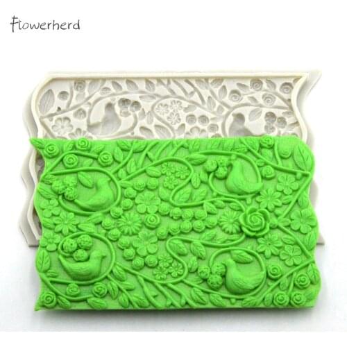 Party Birthday Decoration Rose Flower Leaves Mold Bird Branches Silicone Mold Cake Decoration Surrounding Mold Chocolate Mold