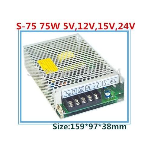 LED switching power supply S-75,75W single phase output,AC input, output voltage 5V,12V.15V,24V transformer can be selected