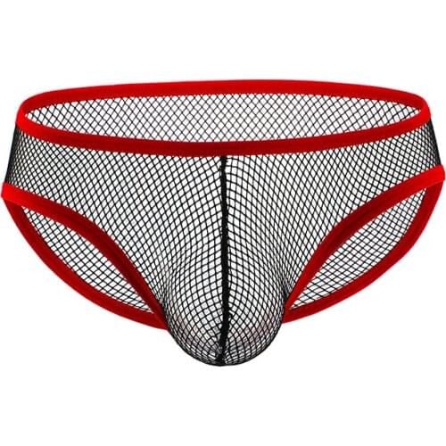 Sexy Mens Briefs Male Underpants cueca Transparent Low-waist Panties hombre Mesh Net Breathable Sexy Underwear Hollow Lingerie