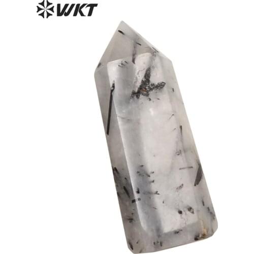 WT-G246 WKT Classic Natural Stone Aura Black Rutilated Quartz Point Decoration Natural Stone Jewelry Natural Stone