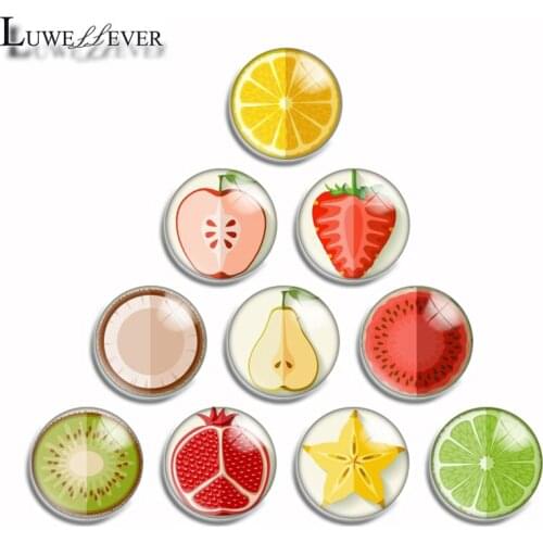 10mm 12mm 14mm 16mm 20mm 25mm 493 Fruit Cross Section Mix Round Glass Cabochon Jewelry Finding 18mm Snap Button Charm Bracelet