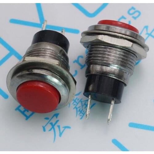 10pcs/lot DS-318 Red Push Button Switch 12MM Lockless Switch Self Reset Push Switch
